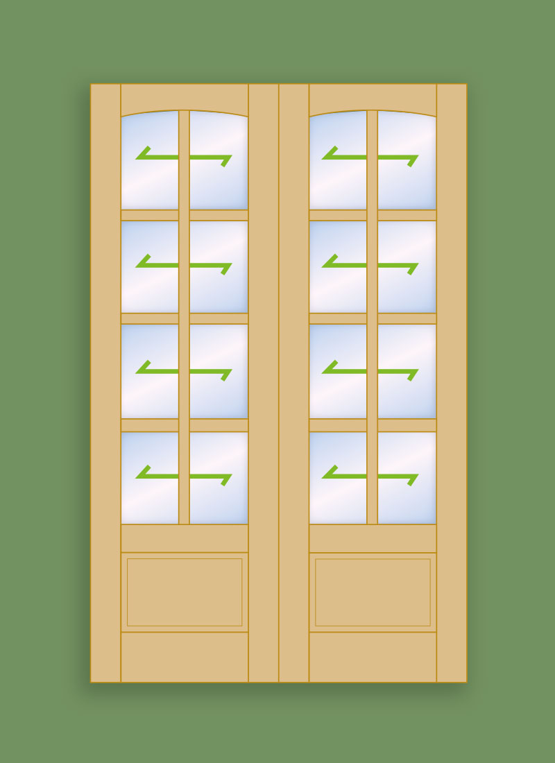 Georgian Door 8 Pane Panelled Arch Top (Pair)