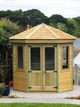 Fowey Cedar Shingle Building - 1 Pane Classic Door (Pair) SQ2 (with tongue & groove infill not supplied) & Classic Window 6 Pane (Sash) WCS6